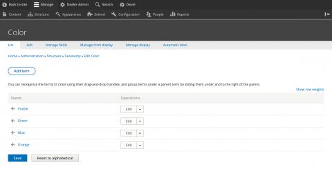 Color vocabulary list in Drupal 8