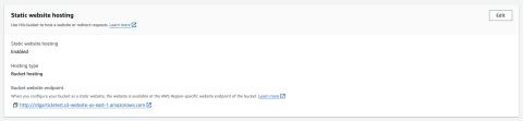 The static website hosting configuration overview in Amazon S3