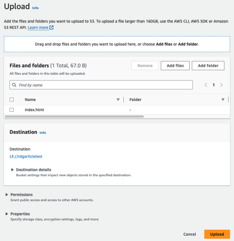 The Amazon S3 file upload interface